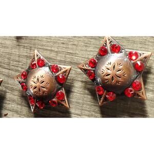 Bronze red bling conchos, star bling , replacement conchos, saddle bridle concho
